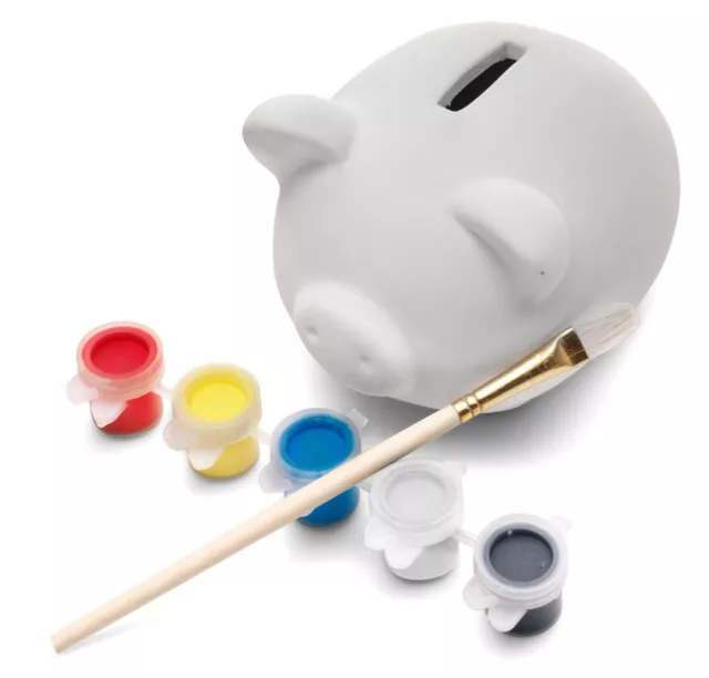 Paint Your Own Ceramic Piggy Bank Money Box Kids Crafts Gift Stocking Filler UK