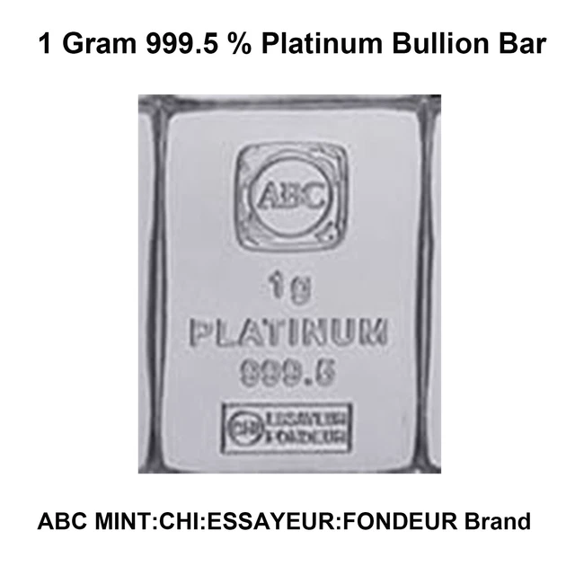 1 Gram 999.5 % Platinum ABC Minted Bullion Investor Ingot Bar CombiBar Brand W