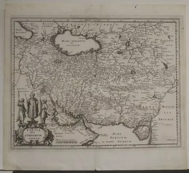 Iran Iraq Afghanistan Saudi Arabia Central Asia 1636 Merian Unusual Antique Map