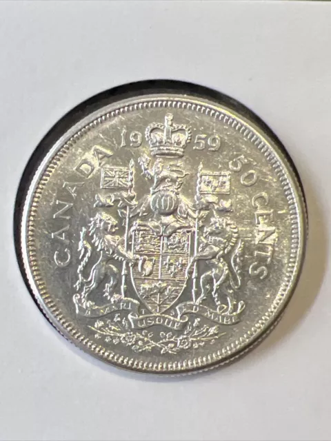 1959 Canadian Half dollar - Canada 50 Cent 0.800 SILVER - Approx 0.3 Ounces