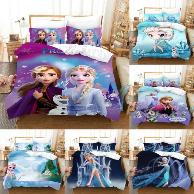 Juego de Ropa de Cama Congelada 3 PIEZAS Funda de Edredón Elsa Anna Funda Edredón Talla Reino Unido