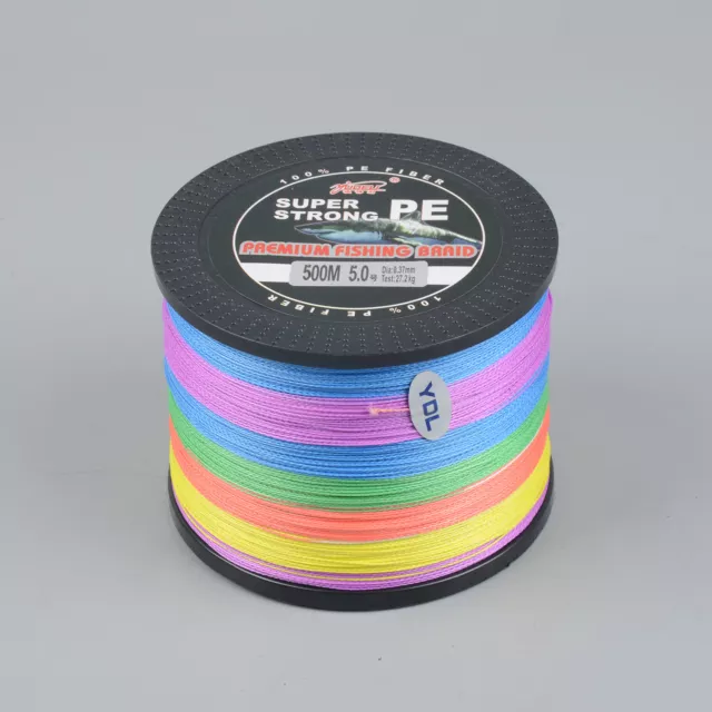 4 Strand PE Braided Fishing Line Multicolour 10 18 30 40 70 150 200LB 500M