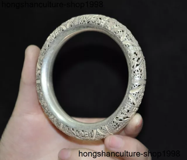 3.2'Chinese Ancient Tibetan silver carving Pattern Bracelet bracelet