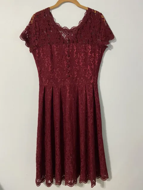 Angerella Womens Floral Stretch Lace Cocktail Dress Size Small, Wine color
