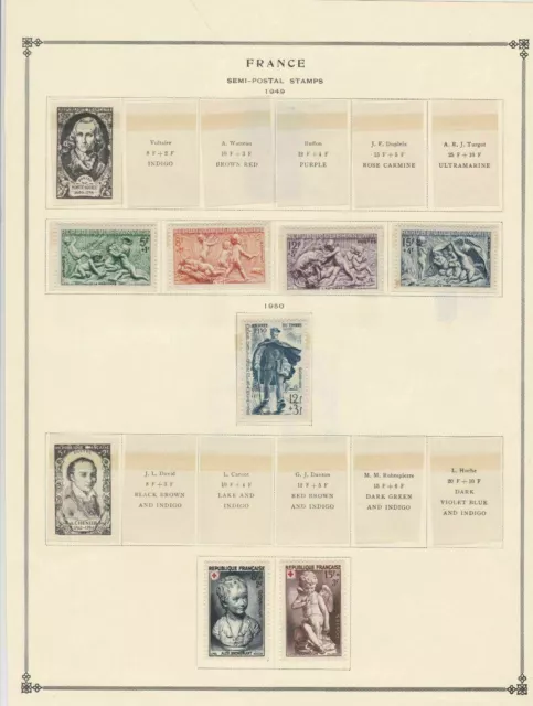 france semi postal stamps 1949 page mounted mint & used ref 17473