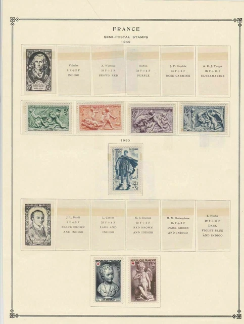 france semi postal stamps 1949 page mounted mint & used ref 17473