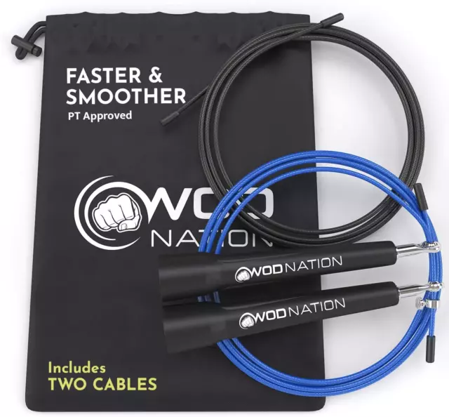 WOD Nation Adjustable Speed Jump Rope for Men, Women & Children - Blazing Fast