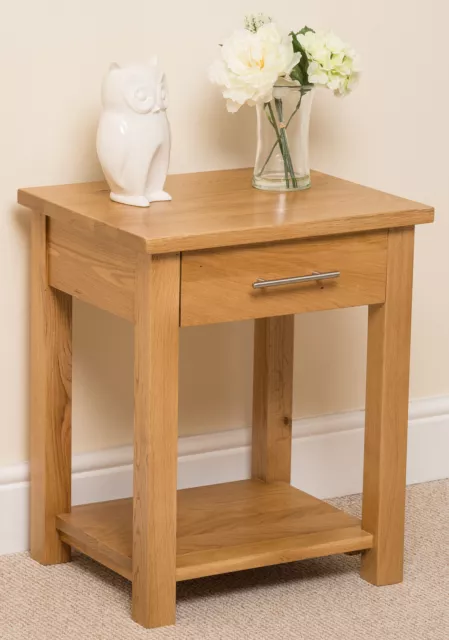 Oslo Solid Oak Lamp Table | 1 Drawer | Natural Oak Wood Occasional Table