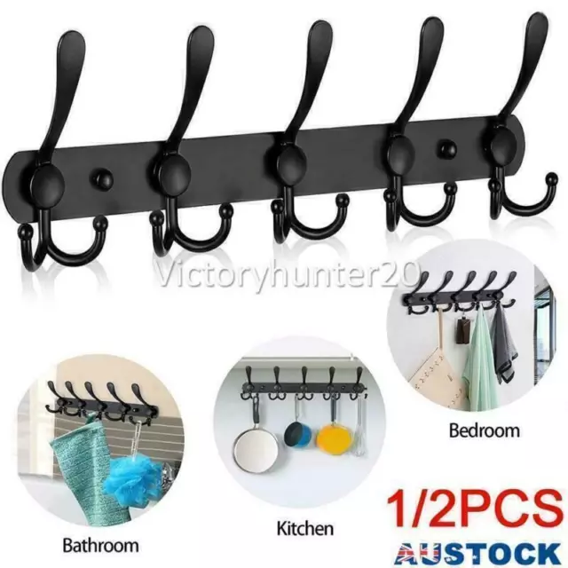 Wall Mounted Coat Rack Hooks Heavy Duty Stainless Steel Metal Coat Hook Rail