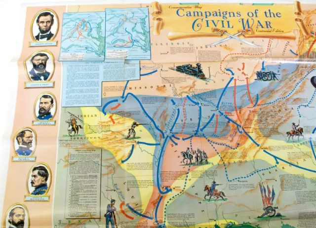 Commemorative Map Campaigns of the Civil War Centennial Edition map Vintage G988