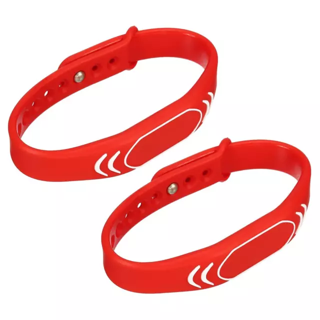 ID Carte Clé Bracelet RFID Proximité 125KHz Étiquette Bracelet Rouge 2 Kit