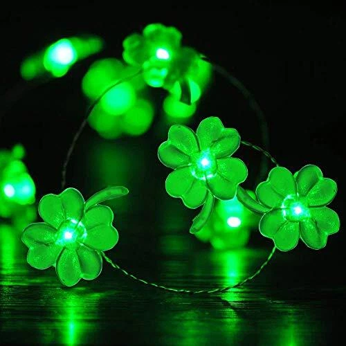 Decorative Lights Shamrocks LED String Lights Battery Operated with Green
