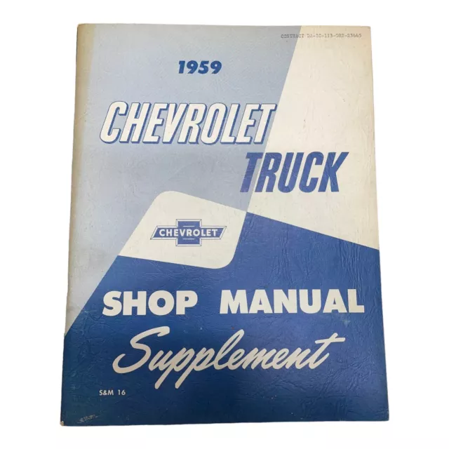 1959 Chevrolet Truck Shop Manual Supplement Service Repair Electrical OEM Chevy