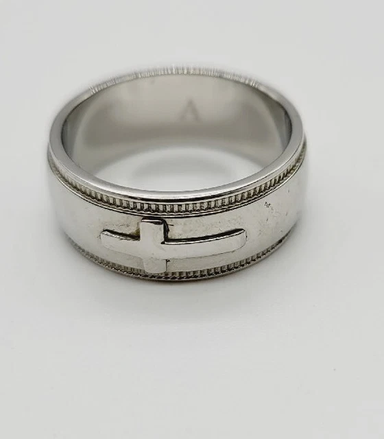 Avon Cross Wedding Band Men's Ring Beveled Edge Stainless Steel Size 13 #17