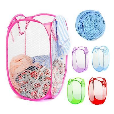 Pop Up Laundry Basket Bag Mesh Washing Foldable Laundry Bag Bin Storage Hamper