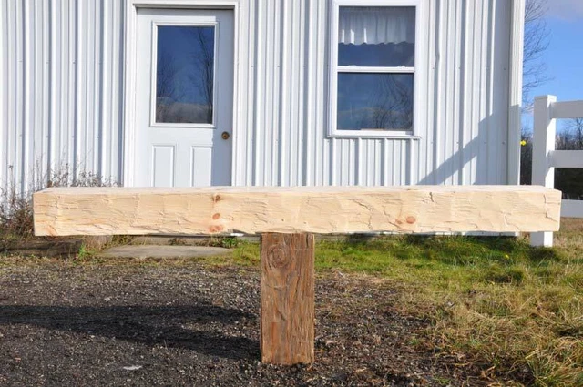 Rustic Unfinished  8 by 8 by 60" Rustic Pine Barn Beam Style Fireplace Mantel