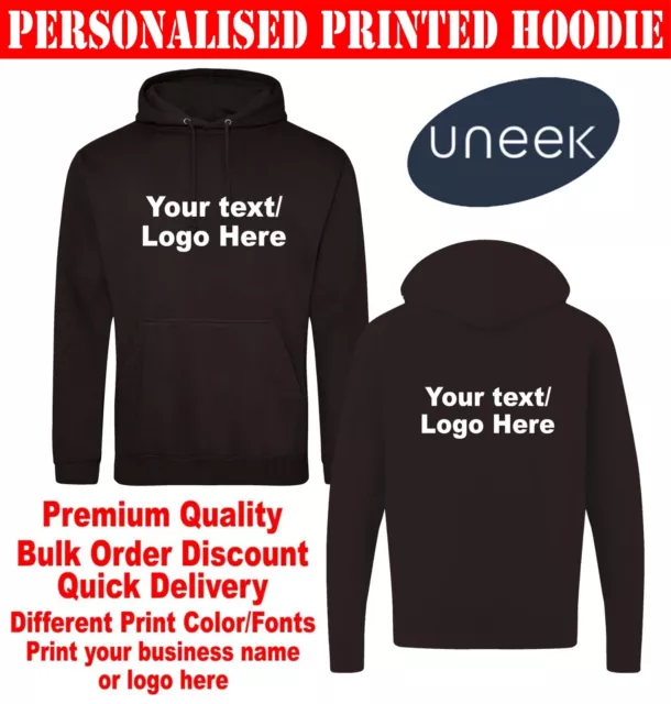 Personalised Custom Printed Hoodie, Your Text/Logo Stag Hen Workwear Unisex Top