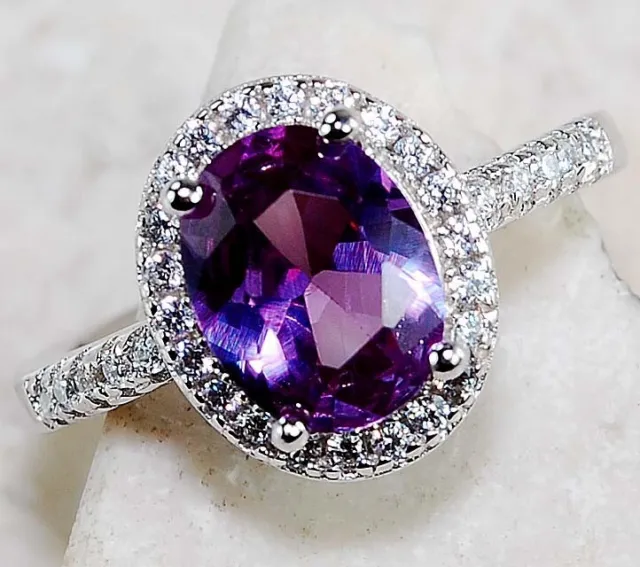 2KT Amethyst & Topas 925 Massiv Sterlingsilber Ring Schmuck Gr. 6 IB2-7