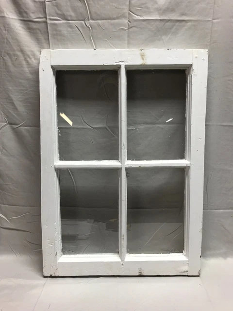 Antique Vintage Single 19x27 4 Lite Window Sash Shabby White Chic Old 778-23B