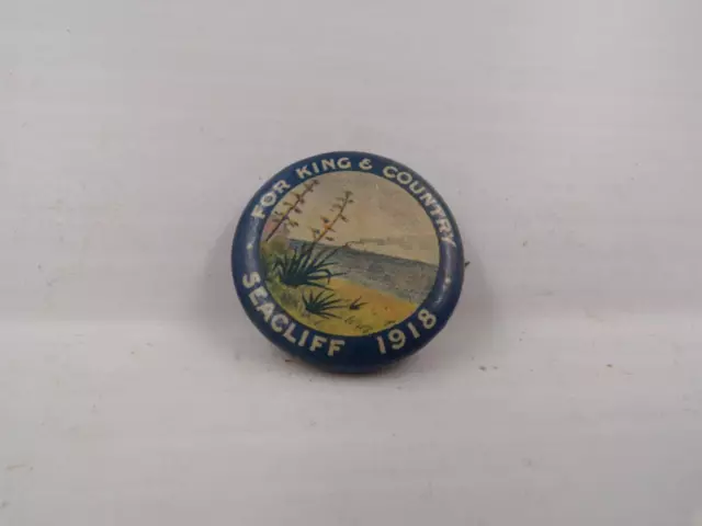 1918 pin back badge - For King and Country Seacliff Adelaide                1448