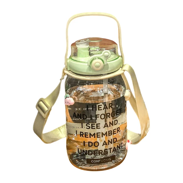Drink Bottle Leak-proof Easy to Clean Time Marker Straw Water Jug Portable