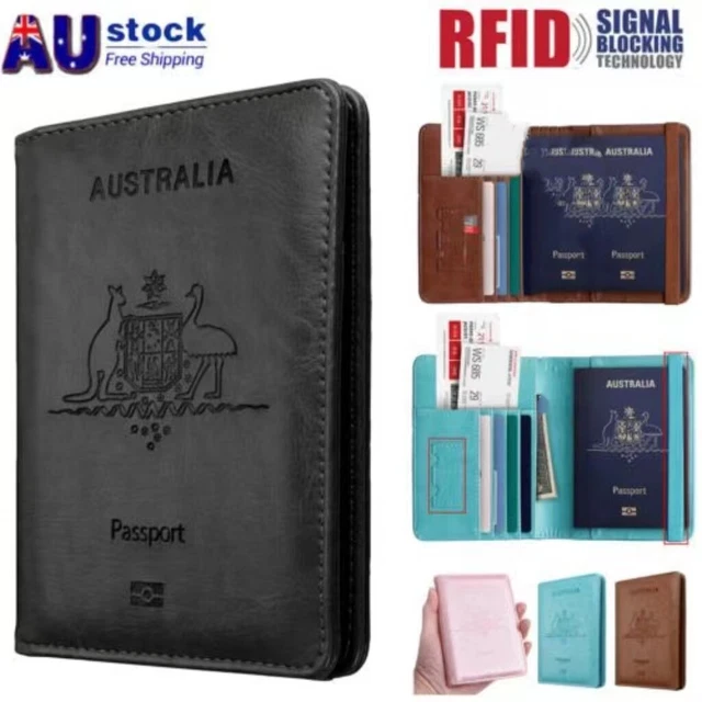 Travel Passport ID Card Wallet Holder Cover RFID Blocking Leather Purse Case AU
