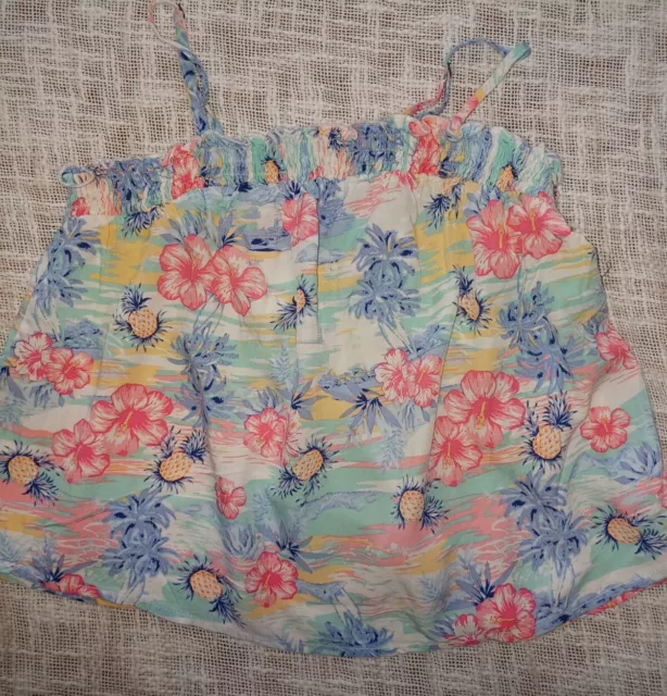 Pipping Hot Target Girls Size 12 Tropical Shirred Light Wt Cotton Spagetti EUC