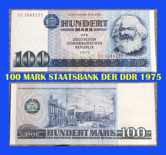 💥➰🍄 100 DDR Mark Schein 1975 ➰ Banknote STAATSBANK DER DDR ➰ CC 3088221 🍄➰💥