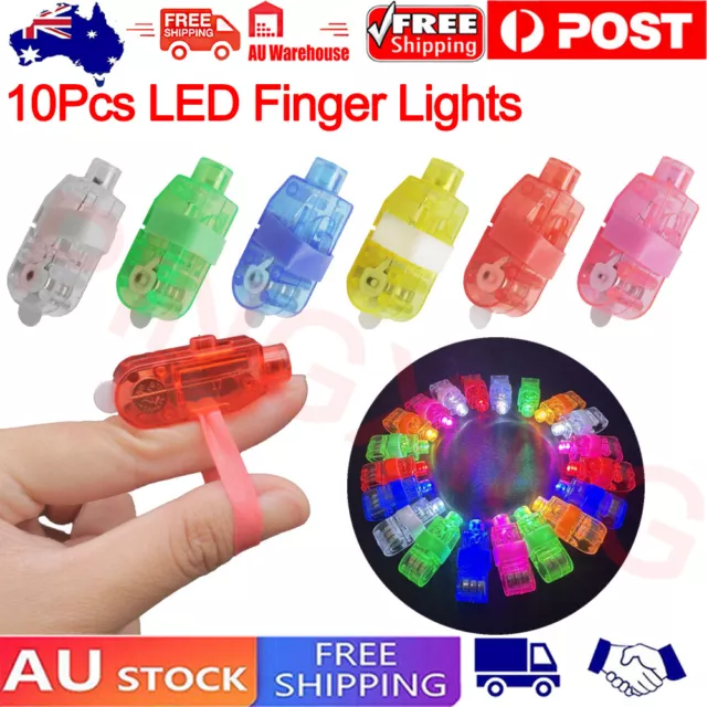 10x LED Finger Light Flashing Rings Party Glow Stick Light up Ring Sticks Lights