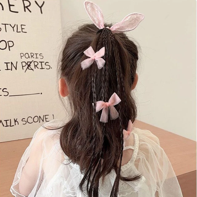 Rabbit Ear Bow Hair Rope Elastics Rubber Bands Ponytails Dirty Braids  Children