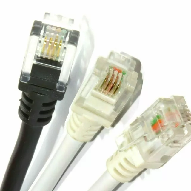 RJ11 to RJ11 Cable Lead ADSL 2+ Sky Broadband Modem Router Black/White Lot