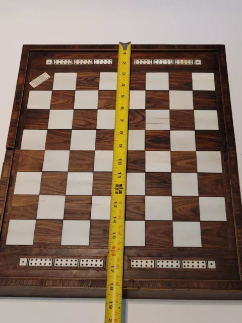 Vintage Antique Rosewood Inlay Folding Chess Board / Backgammon 1820's Rare!