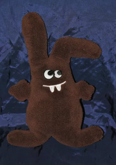 Peluche Doudou Lapin Semi Plat TISSEA FLY Brun Marron Yeux Brodés 27 Cm TTBE