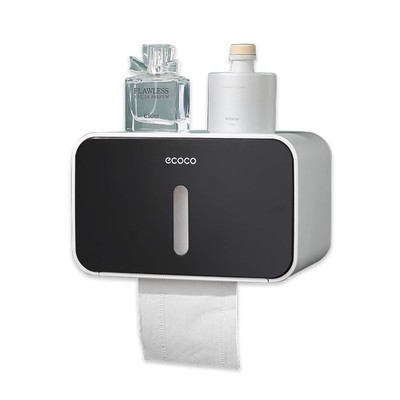 Meiyijia Porta Rotoli Carta igienica con Supporto Porta Cellulare fissato al Muro Bagno,Porta Carta Igienica Senza Foratura,Autoadesivo,con Copertura Impermeabile e Antipolvere Bianco + Grigio 