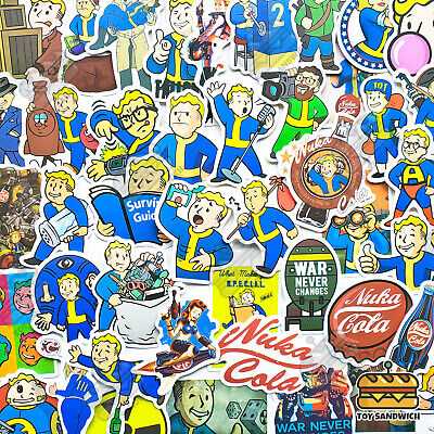 50 pcs "Fallout" Sticker Pack Pipboy Nuclear Nuka Cola Vault Boy Tec Anime Decal