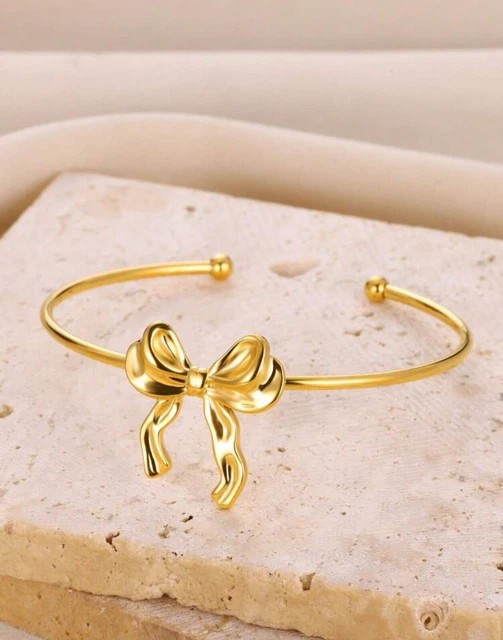 Lot De 3 Bracelets Femme Acier Inoxydable Jonc Doré Jaune Or - Bijoux Minimalistes Ronds