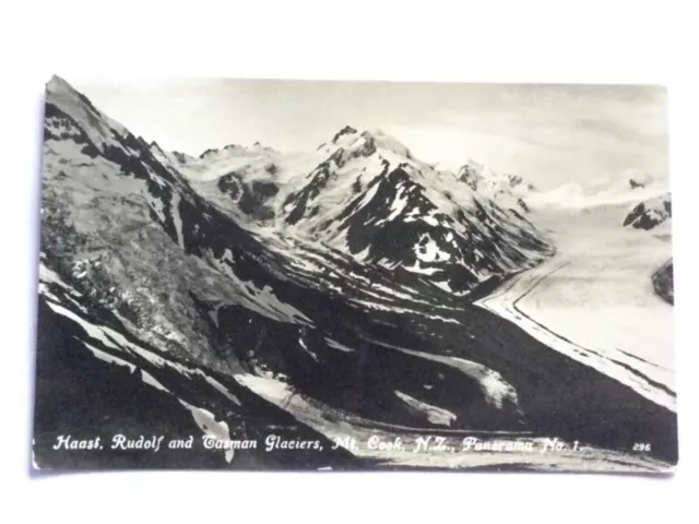 New Zealand , Post card Haast ,Rudolf and Tasman Glaciers Mt Cook