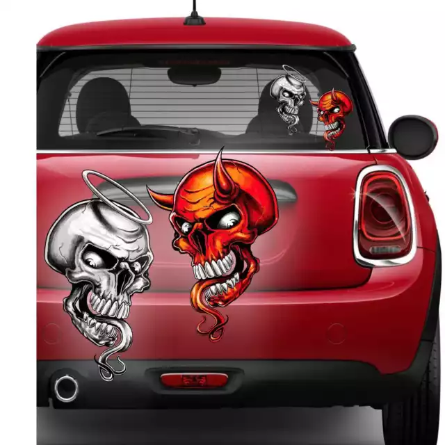 AUTOCOLLANT ANGE TEUFEL Skull autocollant voiture lot de 2 têtes de mort  auto sticker EUR 12,95 - PicClick FR
