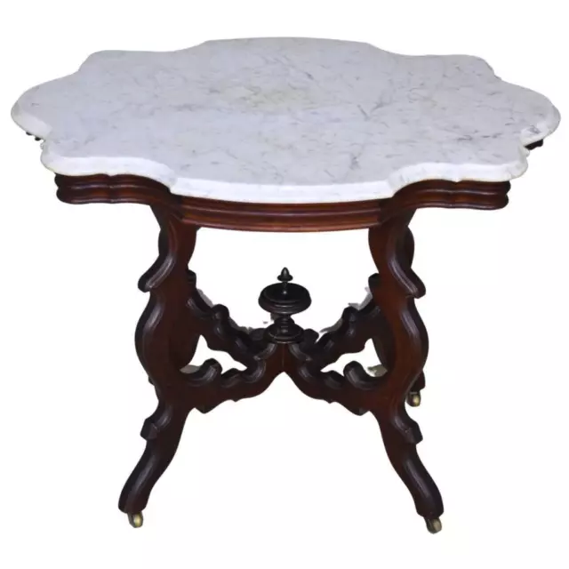 Antique Victorian Marble Top Shapely Parlor Stand #21676