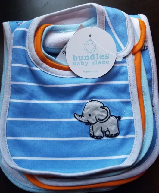 Boys Bundles Baby Place Infant 6 Piece Set Zoo Party Burp Cloths And Bibs Nwt