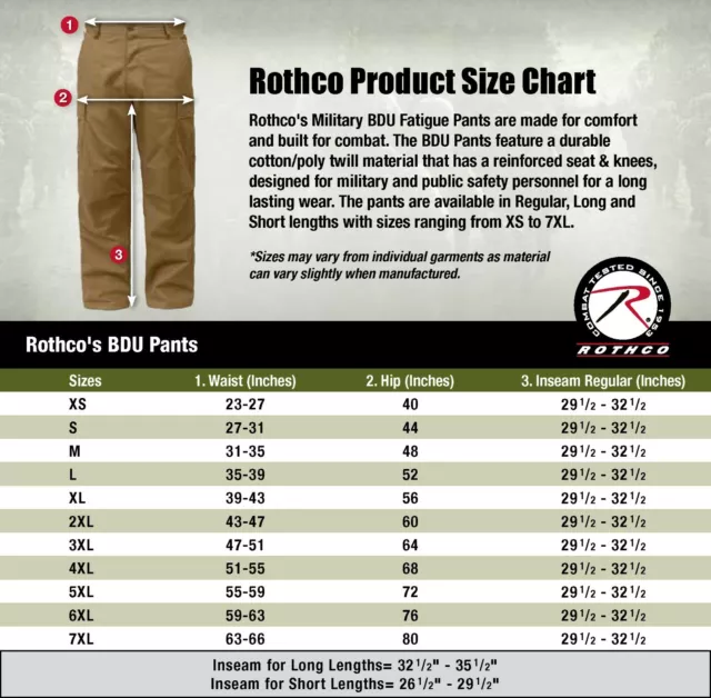 Rothco Military Camouflage BDU Cargo Army Fatigue Combat Pants (Choose Sizes) 2