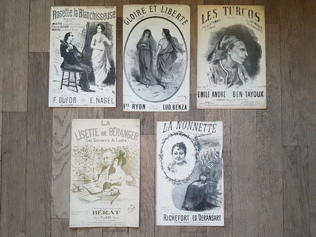 1 - PARTITIONS MUSICALES Bérat Ancourt  anciennes illustrées lot de 5