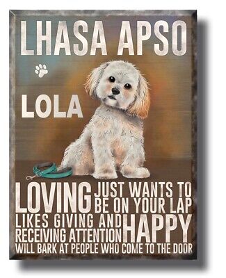 PERSONALISED Lhasa Apso Dog Breed Plaque Sign gift ANY NAME wall door vintage