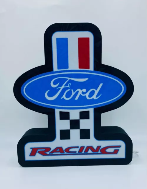 Ford Racing LED Light Box Sign - Mancave & Garage