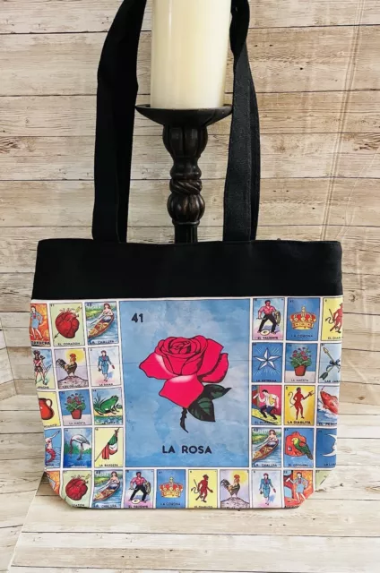 Mexican Loteria Bingo Tote Bag Bolsa Mexicana de Loteria La Rosa