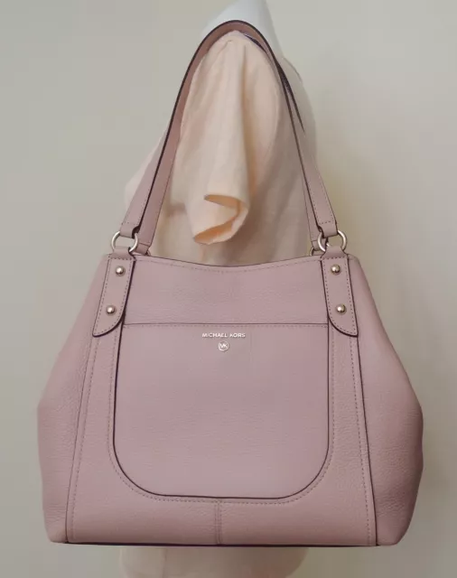 Michael Kors Molly Smokey Rose Pink Pebble leather Large Shoulder Tote Bag