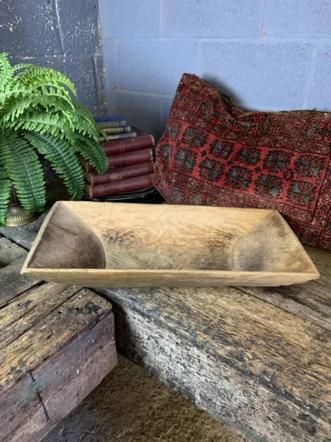 Antique Vintage Wooden Dough Bowl Trough Fruit Bowl Display Large Long 74cm