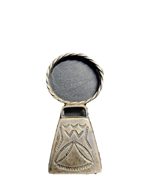 Vintage Jewelry, Navaho Indian silver teething ring, Sterling Stamp worked bell