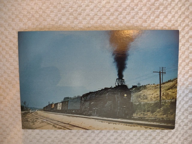Vintage 1953 RPPC Photo Postcard ATSF Santa Fe Train Engine 2912 Color Railroad