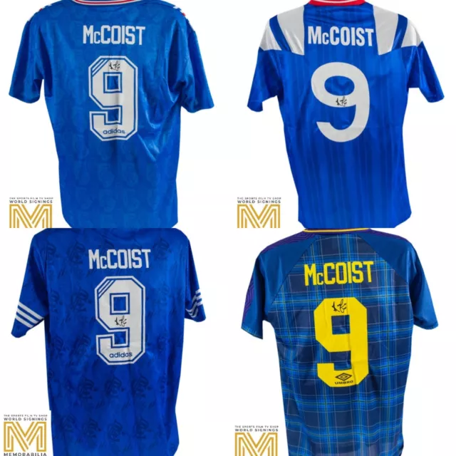 Signed Ally mccoist Football Shirt Glasgow Rangers Scotland AFTAL COA